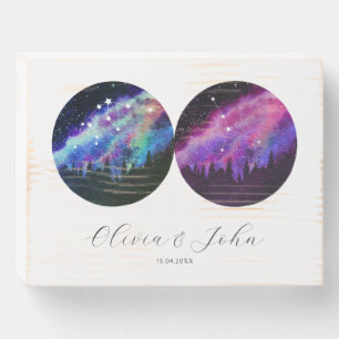 Aquarius Cancer Personalized Couples Horoscope Wooden Box Sign