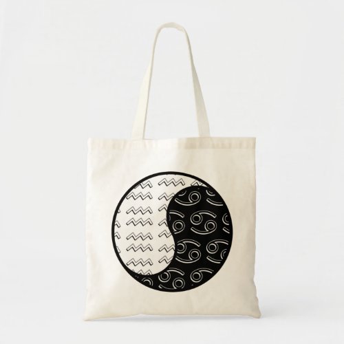 Aquarius Cancer yin yang zodiac couple Tote Bag