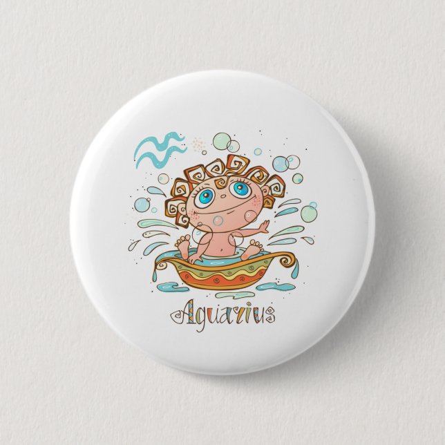 Aquarius Cartoon Baby Button (Front)