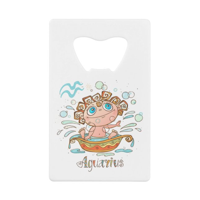 Aquarius Cartoon Baby Credit Card Bottle Opener (Front)