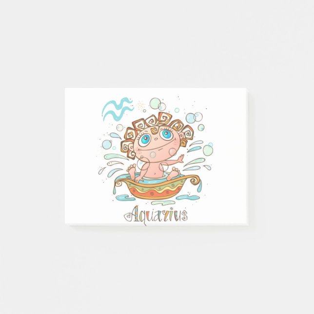 Aquarius Cartoon Baby Post-it Notes (Front)
