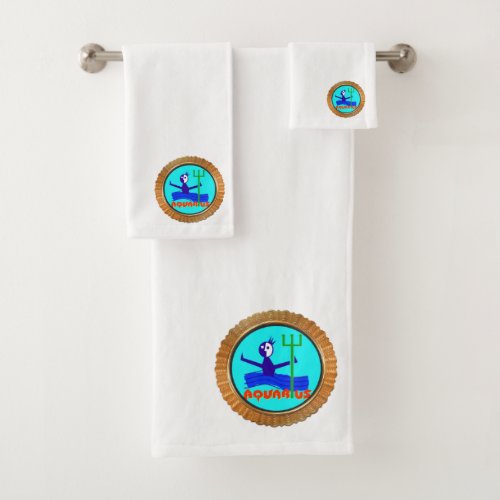 Aquarius cartoon the water bearer Horoscope Bath Towel Set