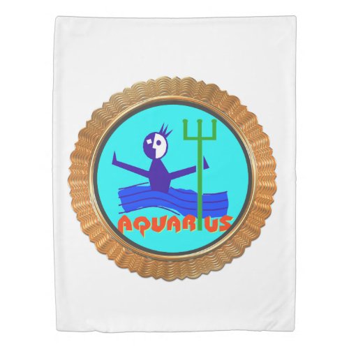 Aquarius cartoon the water bearer Horoscope Duvet Cover