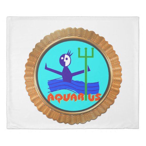 Aquarius cartoon the water bearer Horoscope Duvet Cover