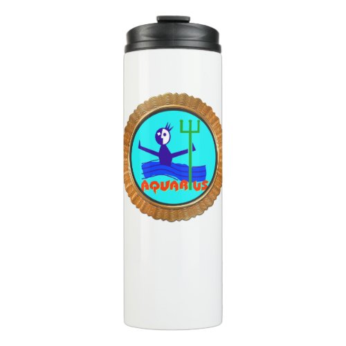 Aquarius cartoon the water bearer Horoscope Thermal Tumbler