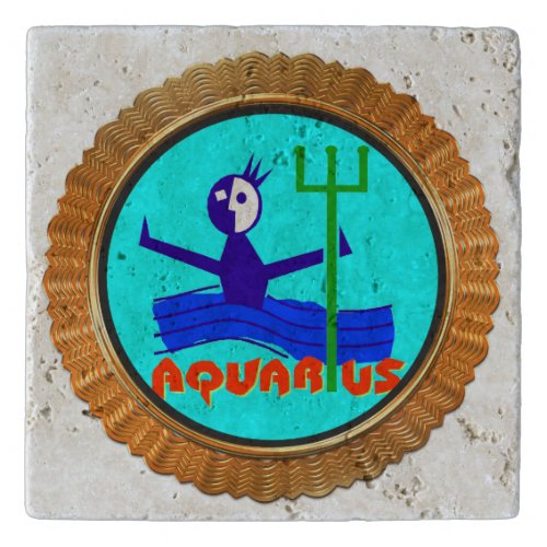 Aquarius cartoon the water bearer Horoscope Trivet