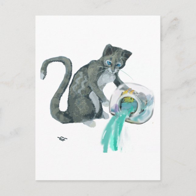 Aquarius Cat Postcard (Front)