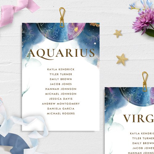 Aquarius Celestial Seating Plan Card w Guest Name