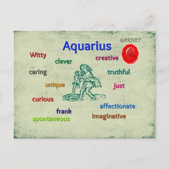 Aquarius Characteristics Zodiac Card by dickens52 at Zazzle