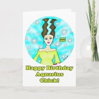Aquarius Chick Birthday Greeting Card