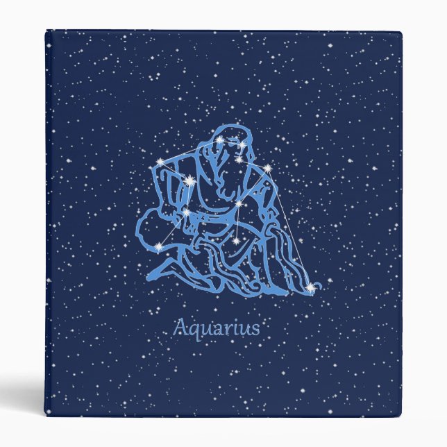 Aquarius Constellation and Zodiac Sign with Stars  3 Ring Binder (Front)