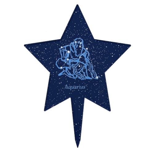 Aquarius Constellation and Zodiac Sign with Stars Cake Topper