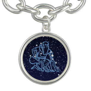 Aquarius Constellation and Zodiac Sign with Stars Charm Bracelet