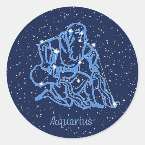 Aquarius Constellation and Zodiac Sign with Stars Classic Round Sticker