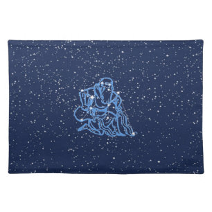 Aquarius Constellation and Zodiac Sign with Stars Cloth Placemat