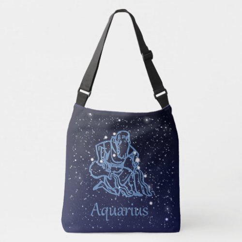 Aquarius Constellation and Zodiac Sign with Stars Crossbody Bag