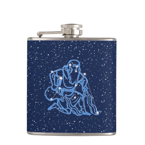 Aquarius Constellation and Zodiac Sign with Stars  Flask