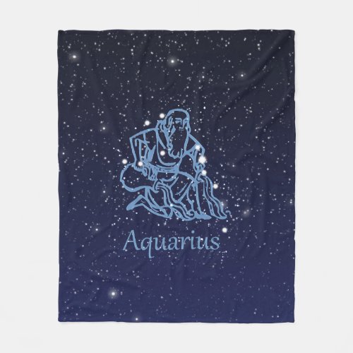 Aquarius Constellation and Zodiac Sign with Stars Fleece Blanket