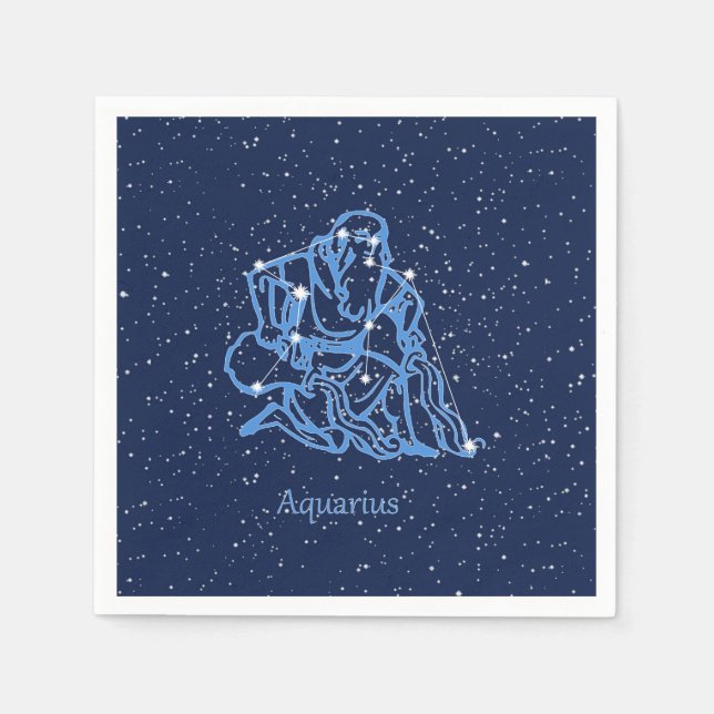 Aquarius Constellation and Zodiac Sign with Stars Napkins (Front)