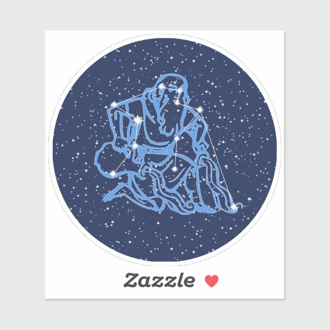 Aquarius Constellation and Zodiac Sign with Stars Sticker (Sheet)