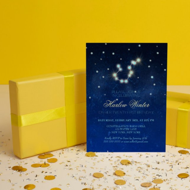 Aquarius Constellation Birthday Party Invitation (Creator Uploaded)