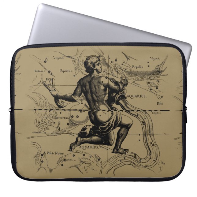 Aquarius Constellation Hevelius 1690 Engraving Laptop Sleeve (Front)