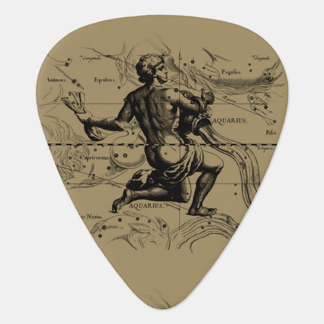 Aquarius Constellation Hevelius 1690 Jan 20 Feb 18 Guitar Pick (Front)