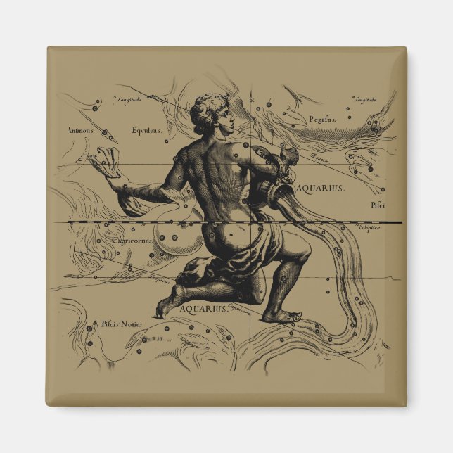 Aquarius Constellation Map by Hevelius Magnet (Front)