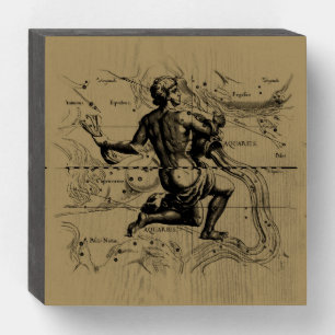 Aquarius Constellation Map by Hevelius Wooden Box Sign