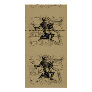 Aquarius Constellation Map Hevelius 1690 on Taupe Card