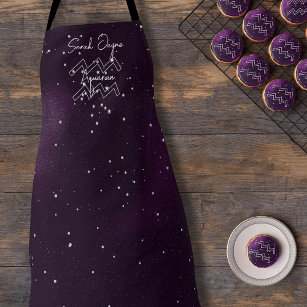Aquarius Constellation Purple Sky Personalized Apron