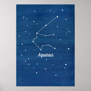 Aquarius Constellation Stars Sky Poster