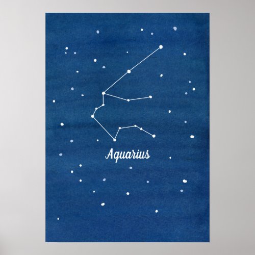 Aquarius Constellation Stars Sky Poster