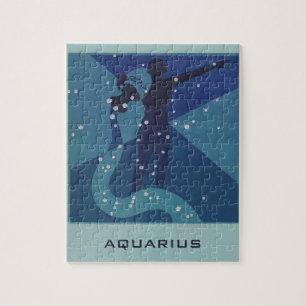 Aquarius Constellation, Vintage Zodiac Astrology Jigsaw Puzzle
