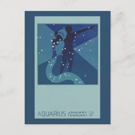 Aquarius Constellation, Vintage Zodiac Astrology Postcard