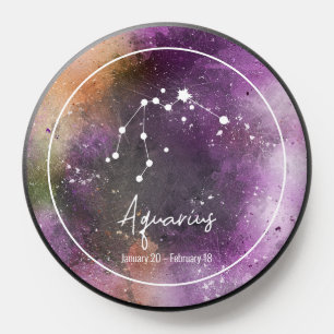 Aquarius Constellation Zodiac Sign Purple Galaxy PopSocket