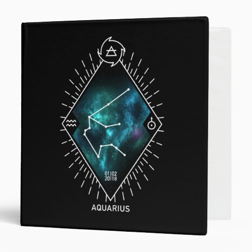 Aquarius Constellation  Zodiac Symbol 3 Ring Binder