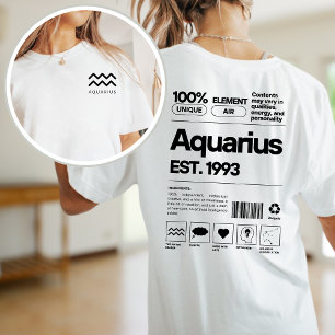 Aquarius Custom Zodiac Astrology Birthday February T-Shirt