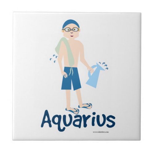 Aquarius Cute Water Bearer Symbol Tile