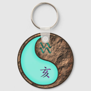 Aquarius & Earth Boar Keychain