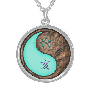 Aquarius & Earth Boar Sterling Silver Necklace