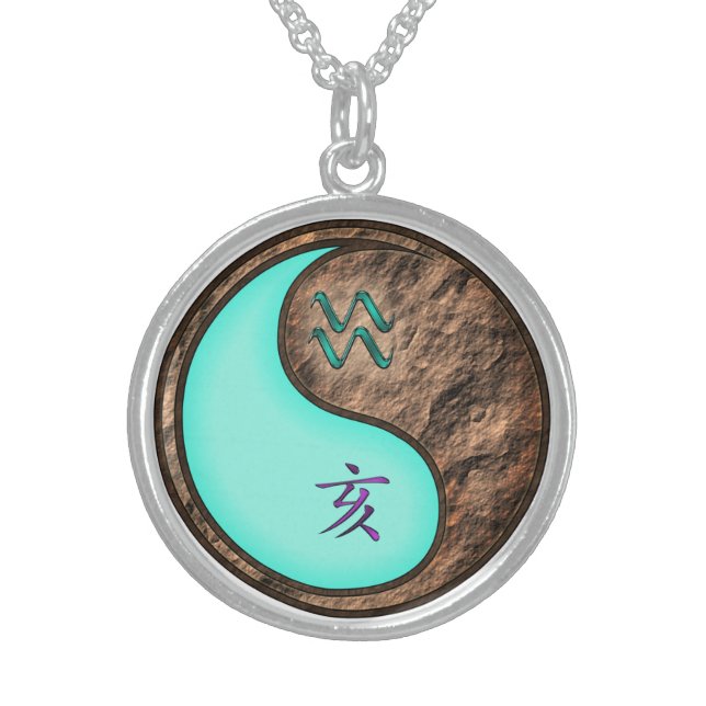 Aquarius & Earth Boar Sterling Silver Necklace (Front)