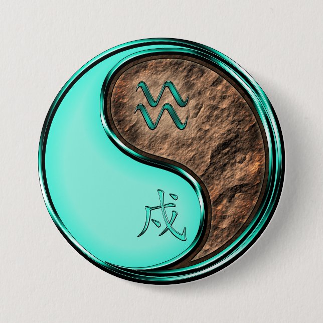 Aquarius & Earth Dog Button (Front)