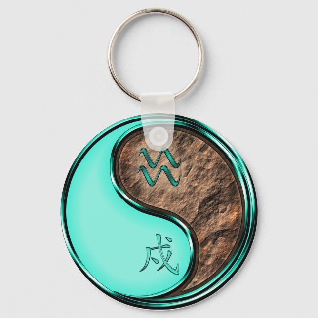 Aquarius & Earth Dog  Keychain (Front)