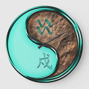 Aquarius & Earth Dog Large Clock