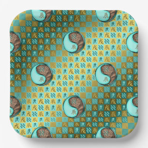 Aquarius & Earth Dragon Paper Plates