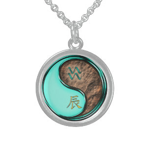 Aquarius & Earth Dragon Sterling Silver Necklace