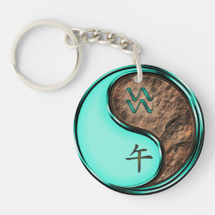 Aquarius & Earth Horse Keychain