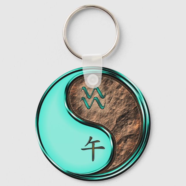 Aquarius & Earth Horse Keychain (Front)