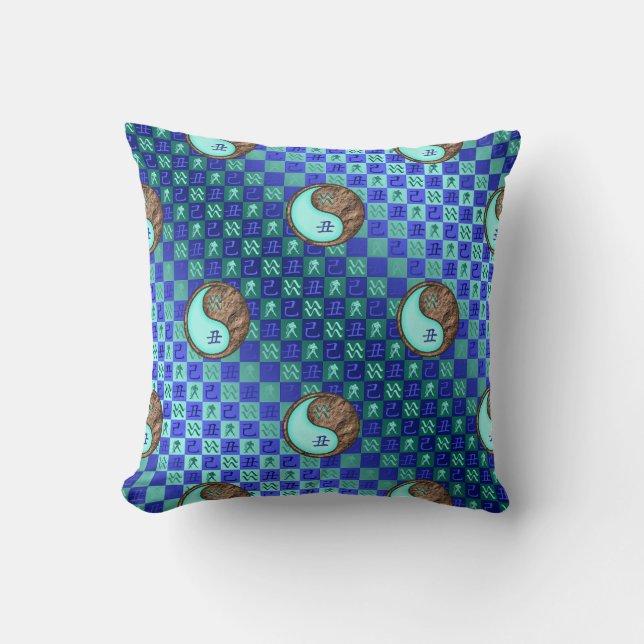 Aquarius & Earth Ox Throw Pillow (Front)